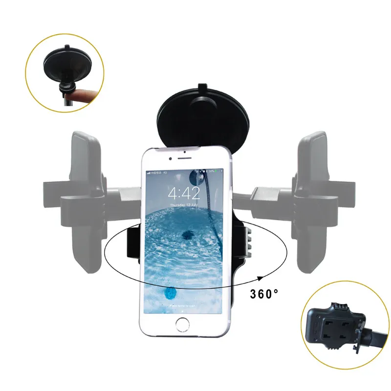 New 360-Degree Rotating Car Phone Mount for Dashboard Black image 3