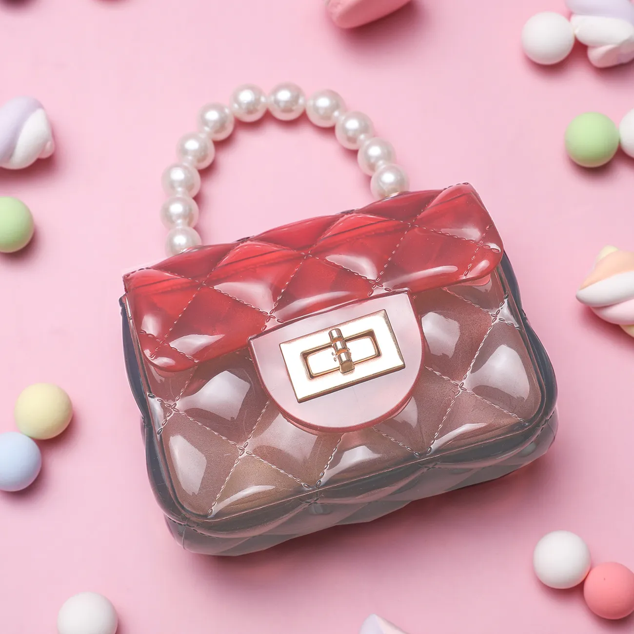 Una simpatica borsa di gelatina trasparente adatta alle ragazze, sia portatile che diagonale Rosso big image 1