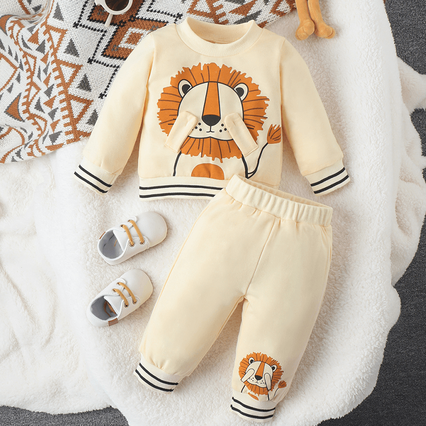 

2pcs Baby Boy Childlike Lion Pattern Set