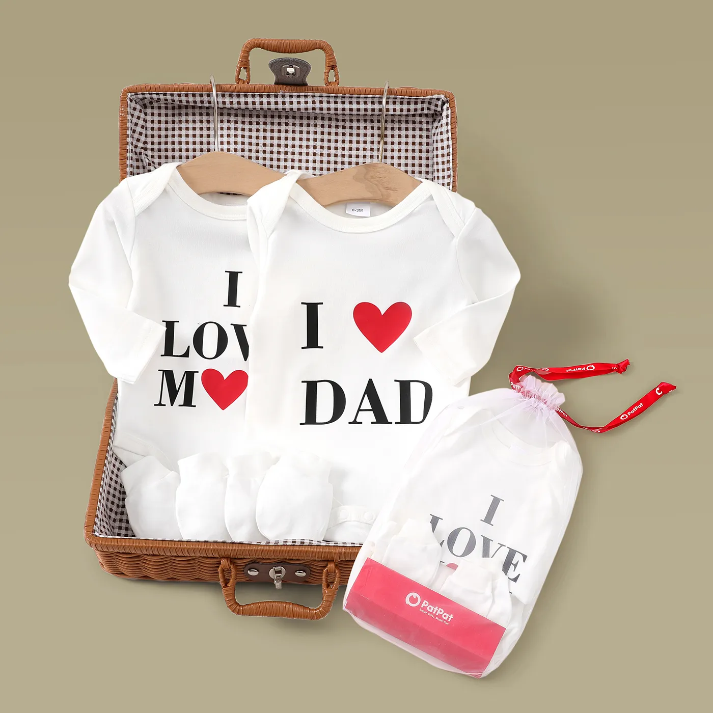 4pcs Unisex Newborn Basic Letter Pattern Cotton Gift Set White big image 1
