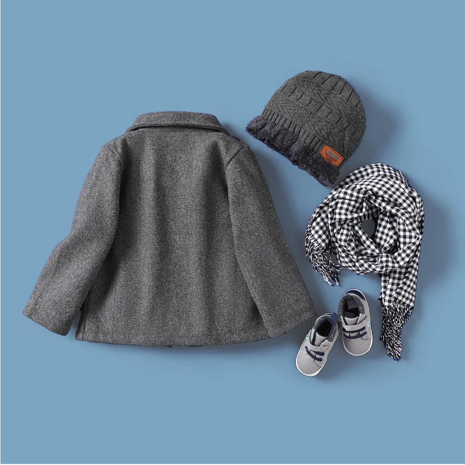Toddler Boy Classic Solid Color Long Sleeve Top Grey image 3