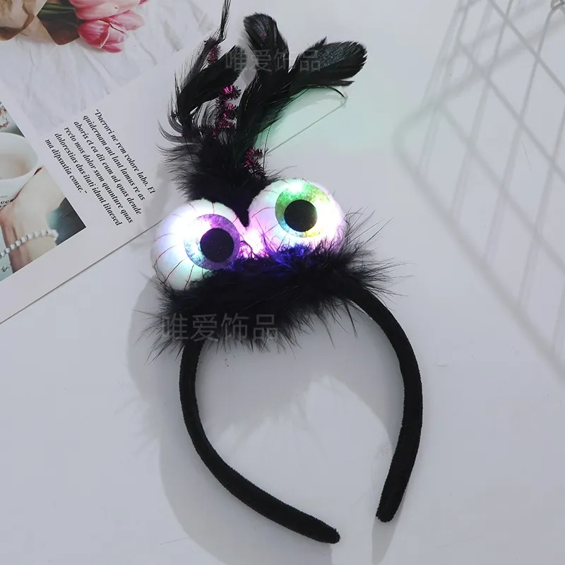 Children's Halloween Devil Big Eyes Glow in the Dark Headband Accessories Black big image 1