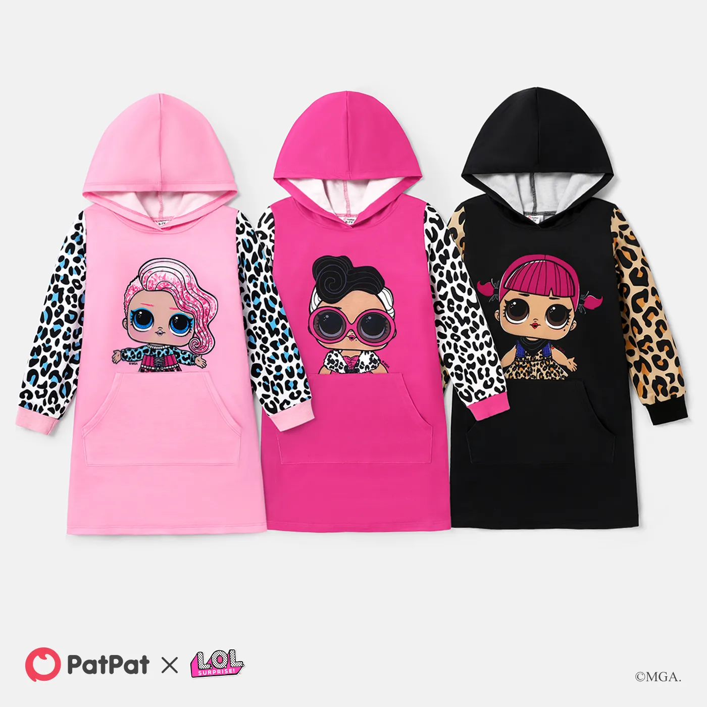 L.O.L. SURPRISE! Kid Girl Graphic Print Long-sleeve Hoodie Dress