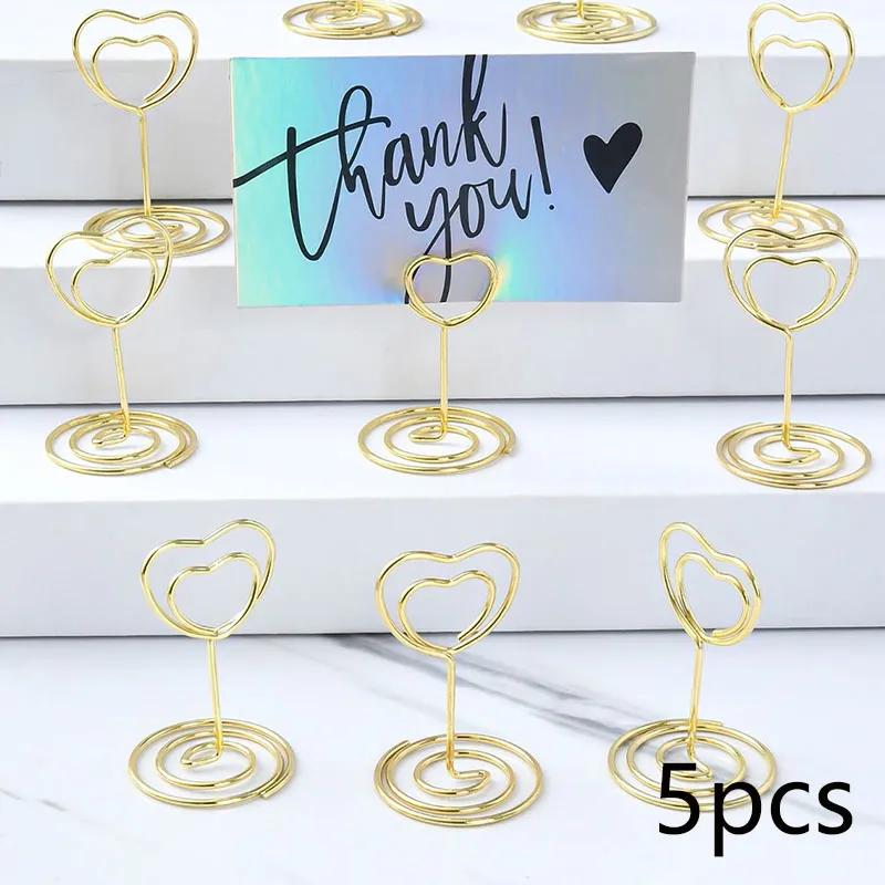 5-Pack Tabletop Birthday Party and Holiday Party Decorations Invitation Cards Thank You Cards Place Card Holders Gold big image 1