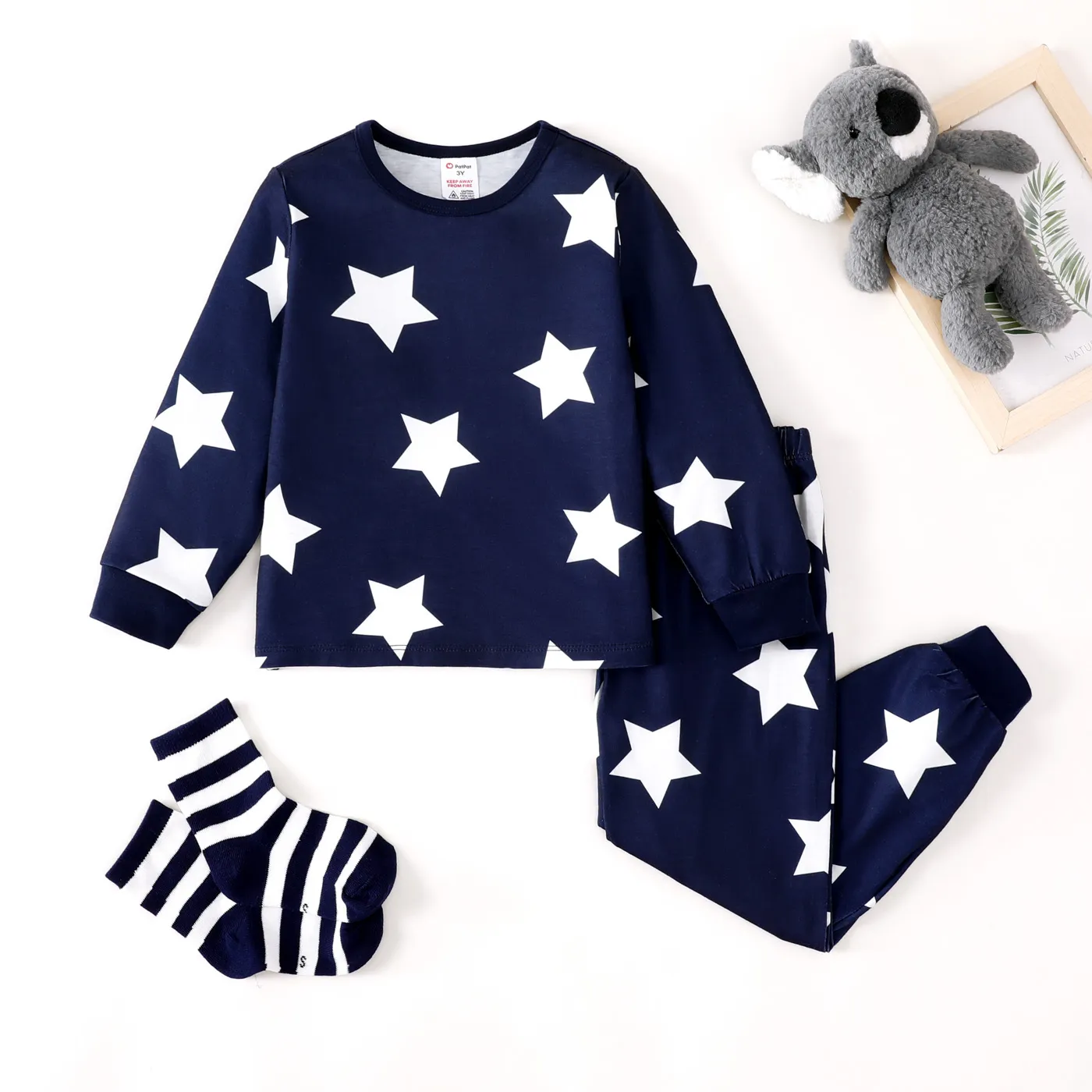 2pcs Kid Boy Stripe Casual Pajamas Set Azure