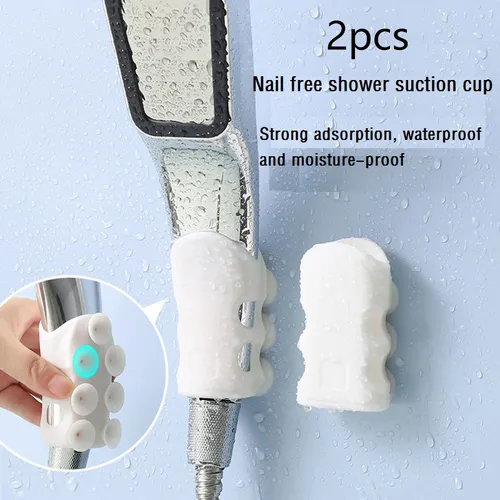 Suction Cup Shower Head Holder Set - 2-Pack Showerhead Mounts for No-Drill Installation