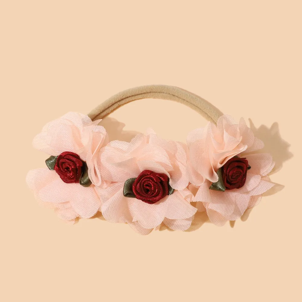 Diadema Accesoria Para El Cabello De Flor De Rosa Dulce Para Bebés / Niños Pequeños