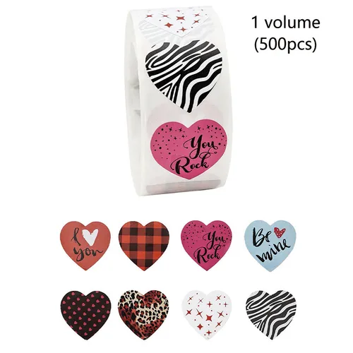 500PCS coração adesivo sacos de embalagem - etiquetas de papel de 2,5 centímetros de diâmetro