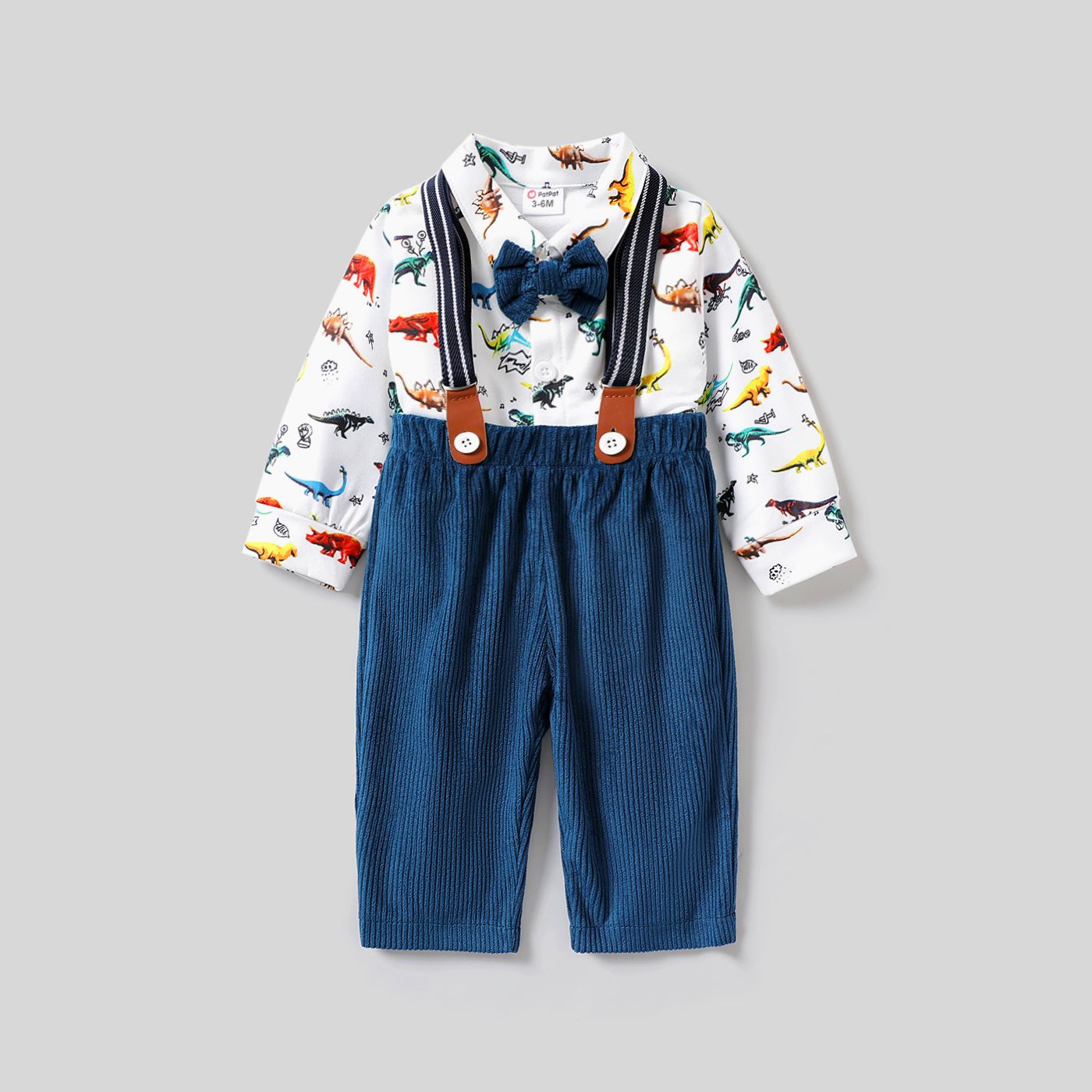 Ensemble De Trois Pièces De Dinosaure Enfantin Pour Bébé Garçon - Polyester - Bouton/Bouton Secret.