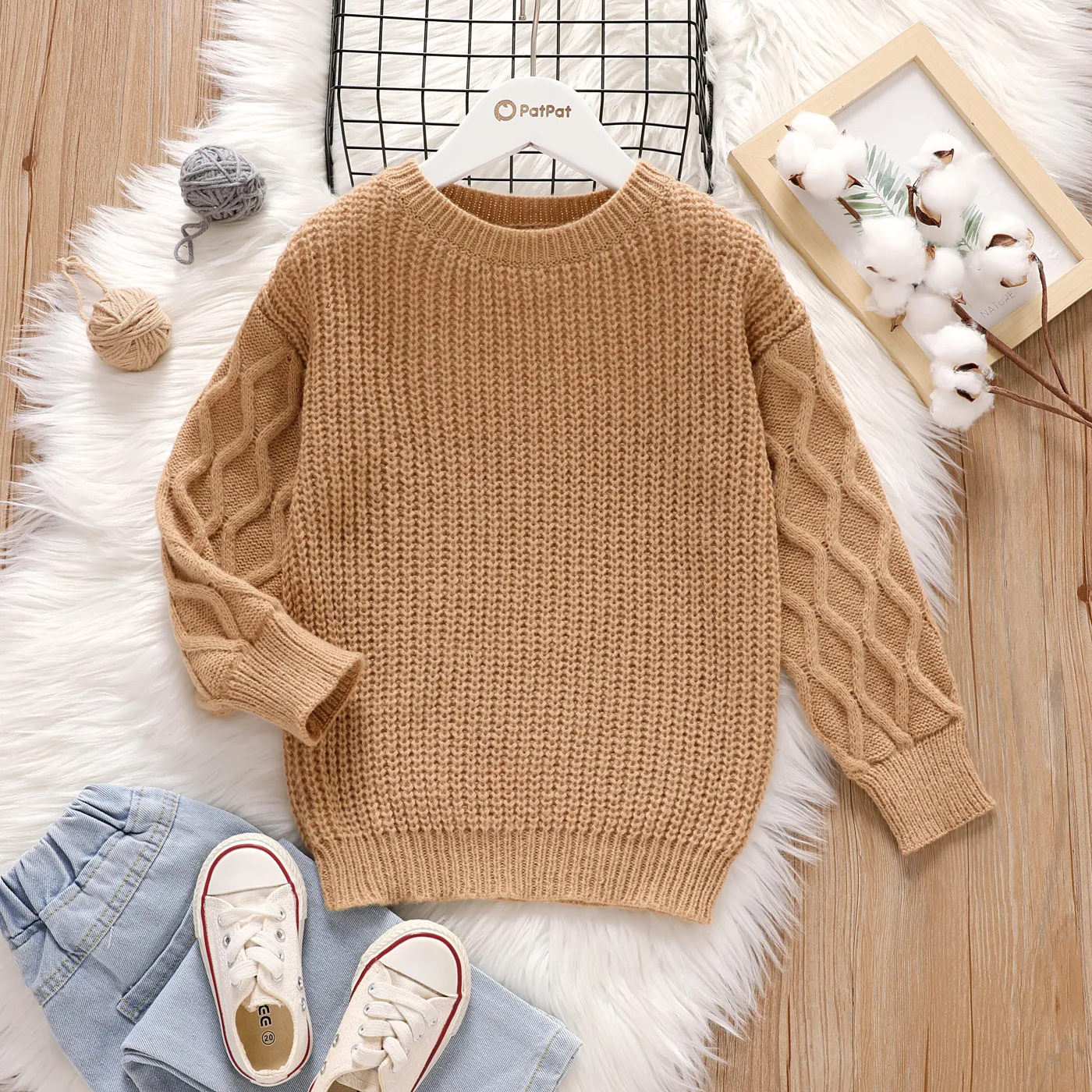 Toddler/Kid Girl Textured Sweater Toddler lighttan