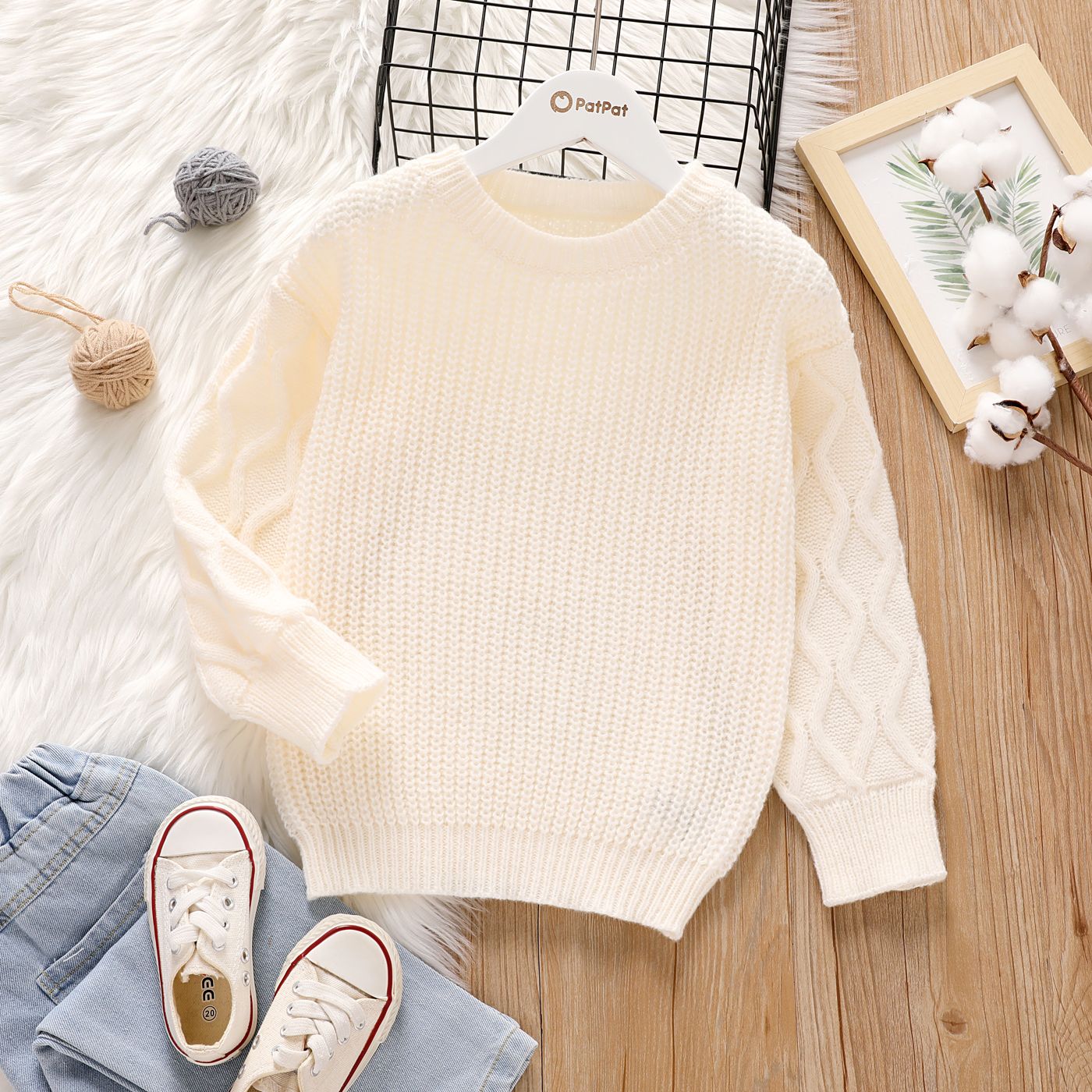 Pull Girl Sweet Solid Color Loose Knit Design