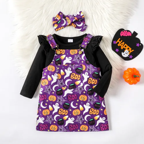 3PCS Toddler Girl Childlike Halloween Dress Set 