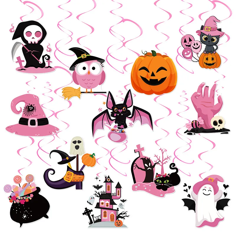 30pcs novo rosa halloween tema festa decoração conjunto  Rosa image 2
