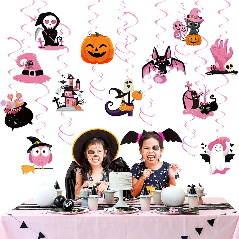 30pcs novo rosa halloween tema festa decoração conjunto  Rosa image 3