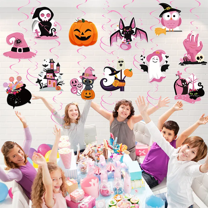 30pcs novo rosa halloween tema festa decoração conjunto  Rosa image 5