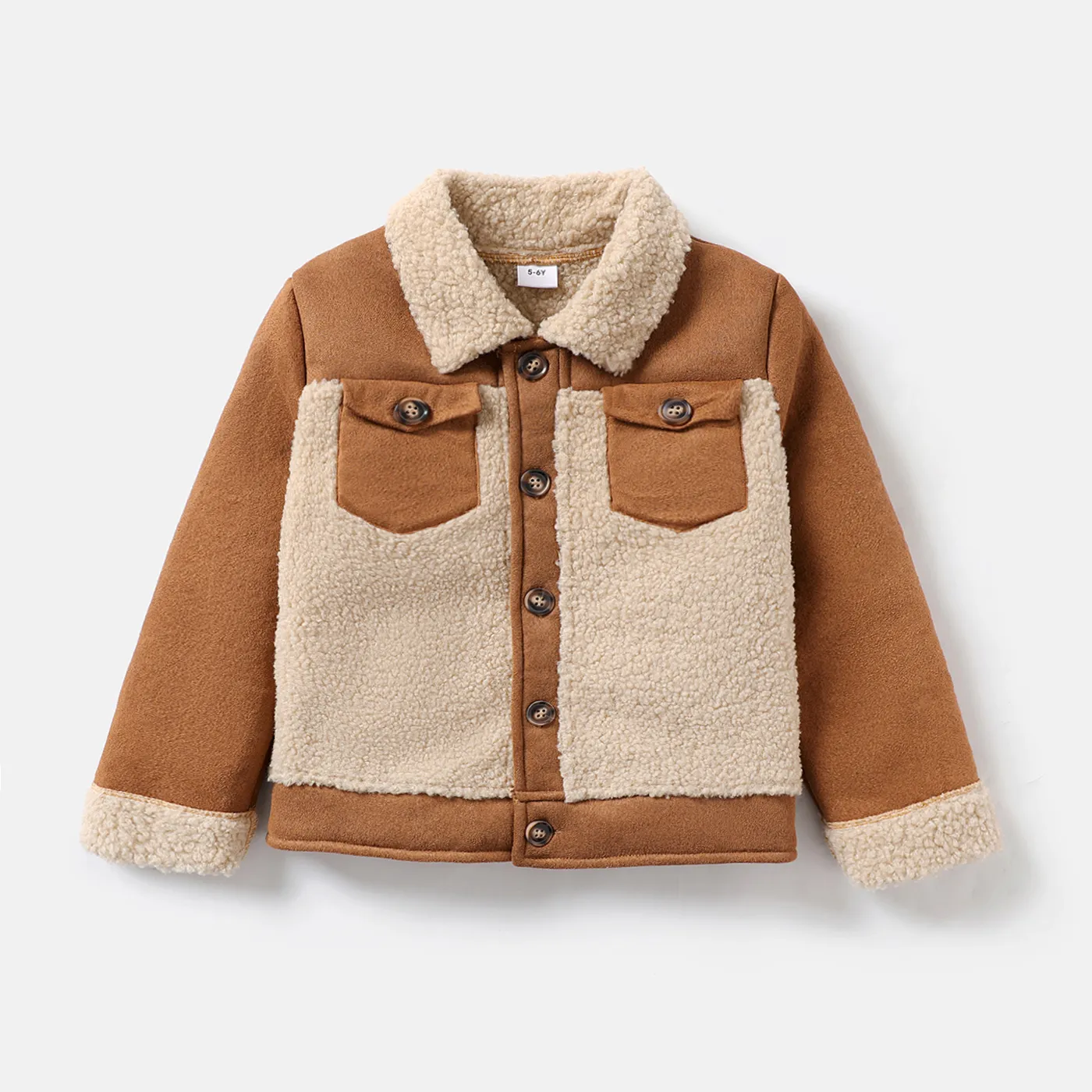 Kid Boy's Trendy Thick Fabric Stitching Coat/Jacket Brown big image 1