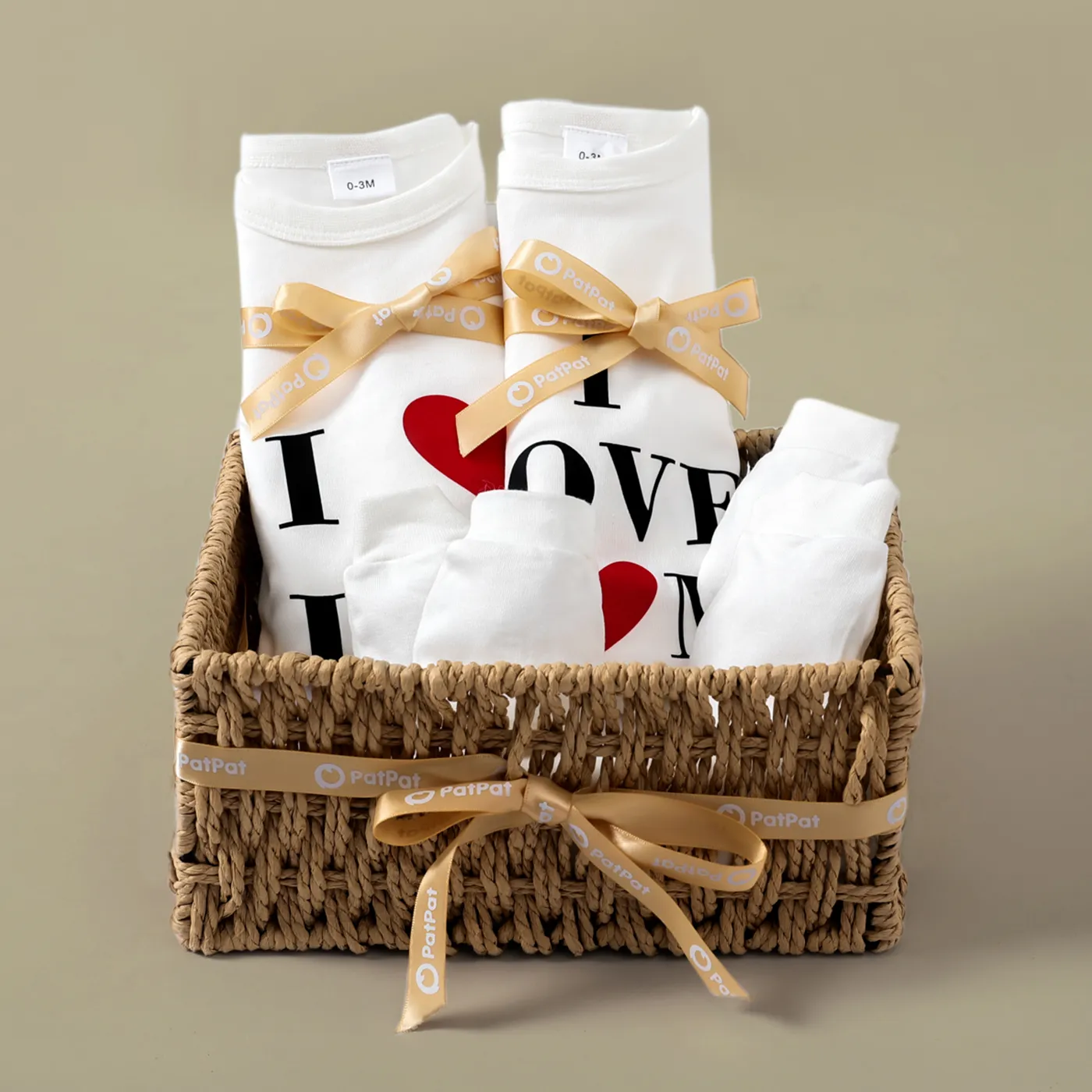 4pcs Unisex Newborn Basic Letter Pattern Cotton Gift Set White image 2