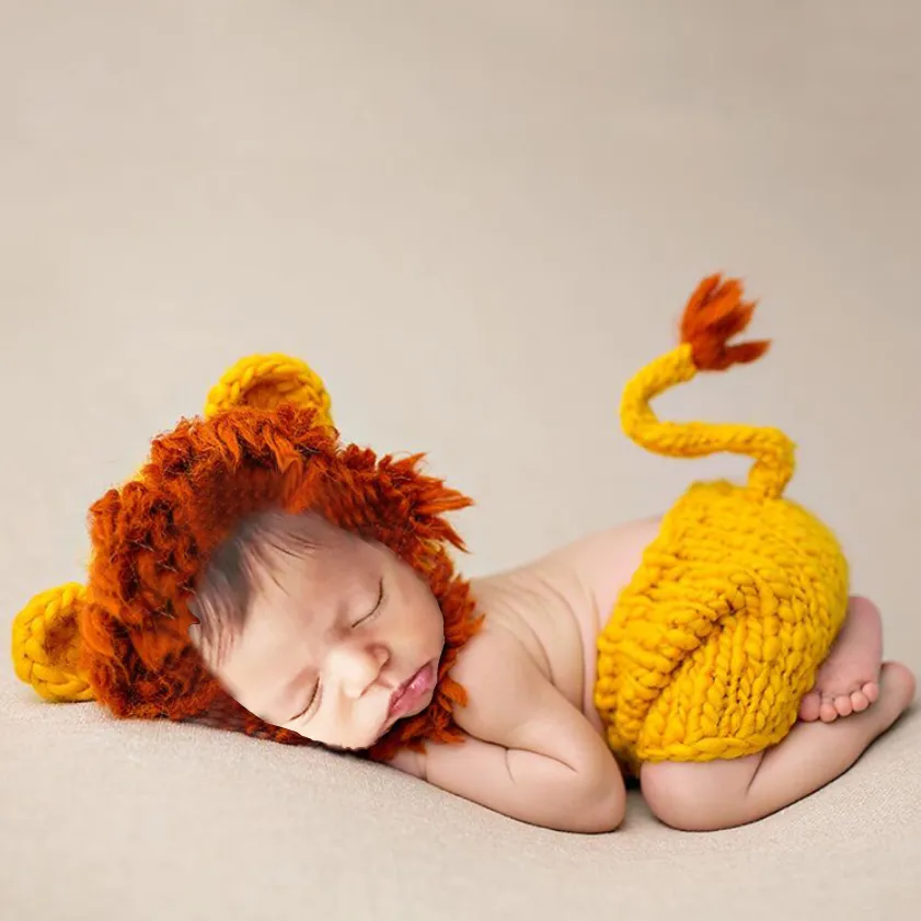 Adorable Baby Lion Knit Photo Shoot Outfit  big image 1