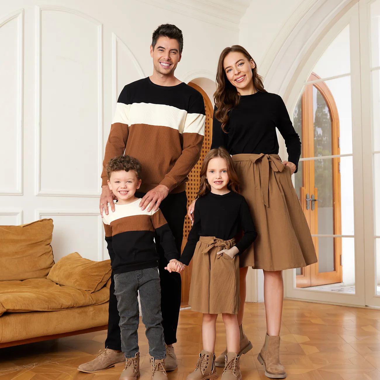 Familien-Looks Langärmelig Familien-Outfits Sets khaki big image 1