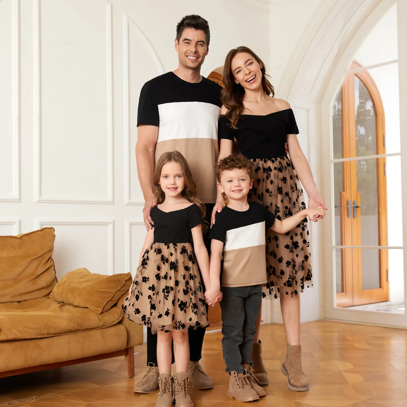 Muttertag Familien-Looks Kurzärmelig Familien-Outfits Sets Mehrfarbig big image 1