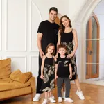 Family Matching Floral Print Belted Cami Dresses And Solid Short Sleeve Tops Sets  image 3