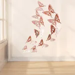 Pack of 12 Creative 3D Hollow-out Butterfly Metallic Stickers for Wall Decoration  image 2