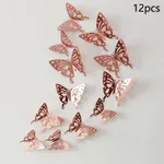 Pack of 12 Creative 3D Hollow-out Butterfly Metallic Stickers for Wall Decoration  image 3