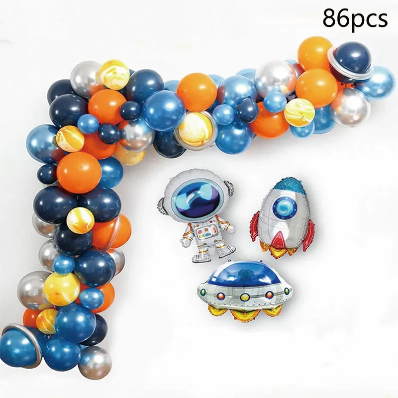 86pcs Espaço - tema de balão de festa infantil Set Multicolorido image 6