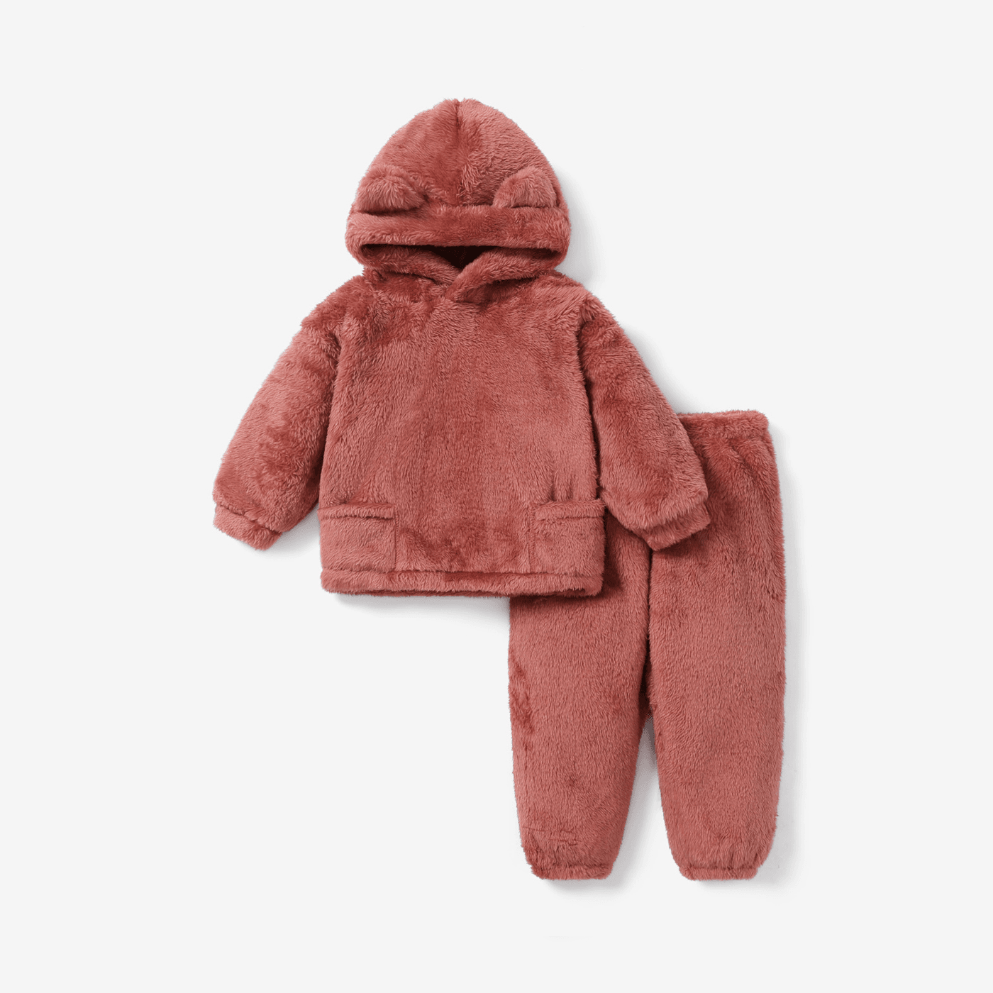 

2-piece Toddler Girl/Boy Ear Design Fuzzy Hoodie Sweatshirt and Pants