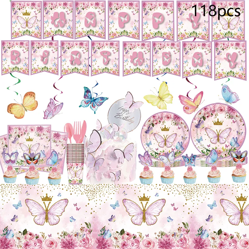 

Spring Tea Soiree Butterfly-Themed Party Decoration Set