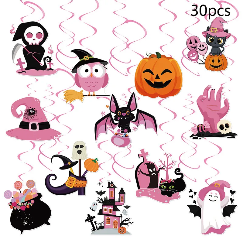 30pcs New Pink Halloween Theme Party Décoration Set