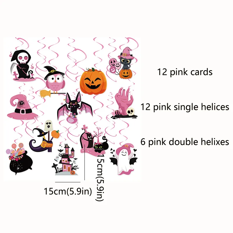 30pcs novo rosa halloween tema festa decoração conjunto  Rosa image 6