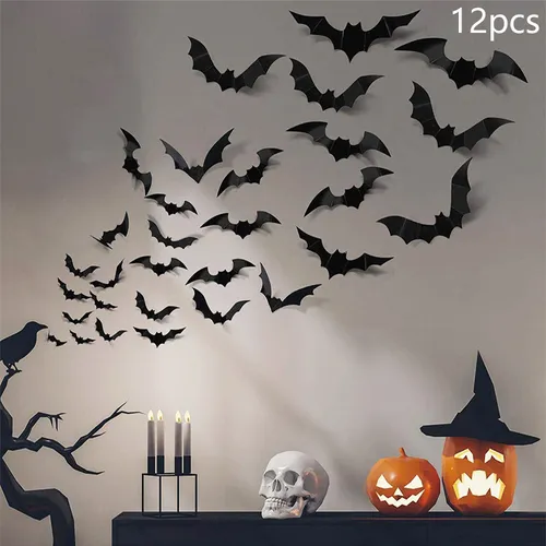 3D Bat Stickers for Halloween Party Decorations
