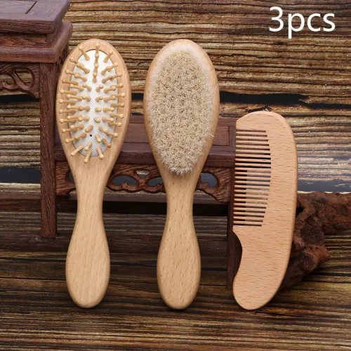 Wooden Hairbrush Set for Children and Adults