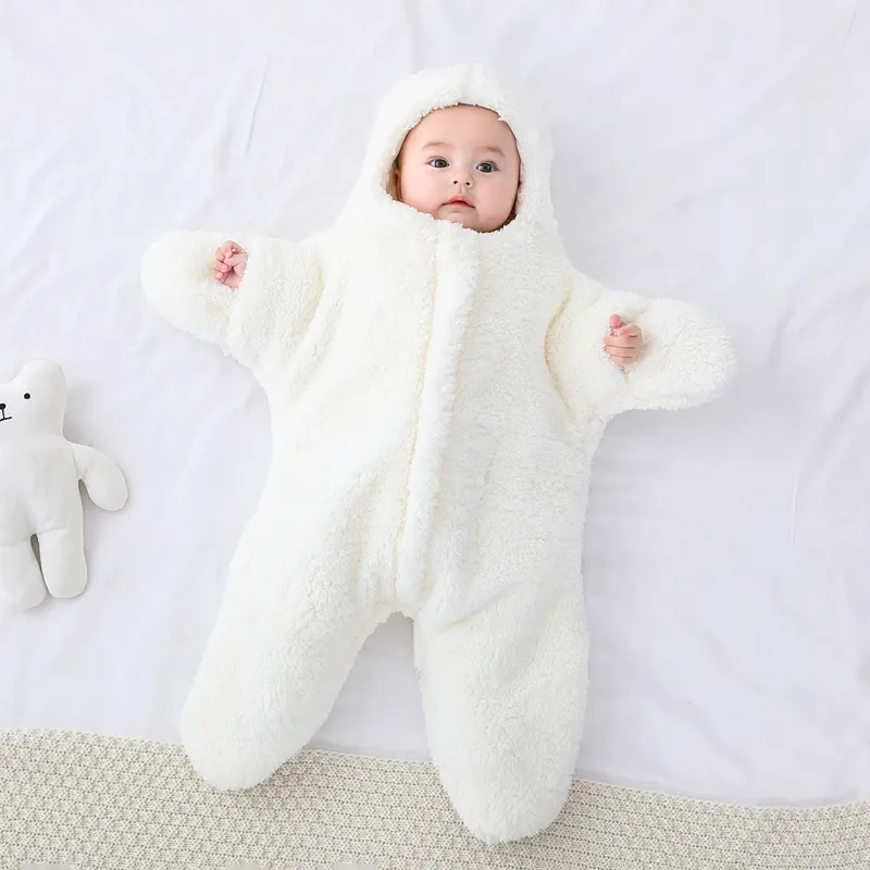 Thickened Baby Sheepskin Sleeping Bag With Cotton Lining And Faux Sheepskin Outer Layer