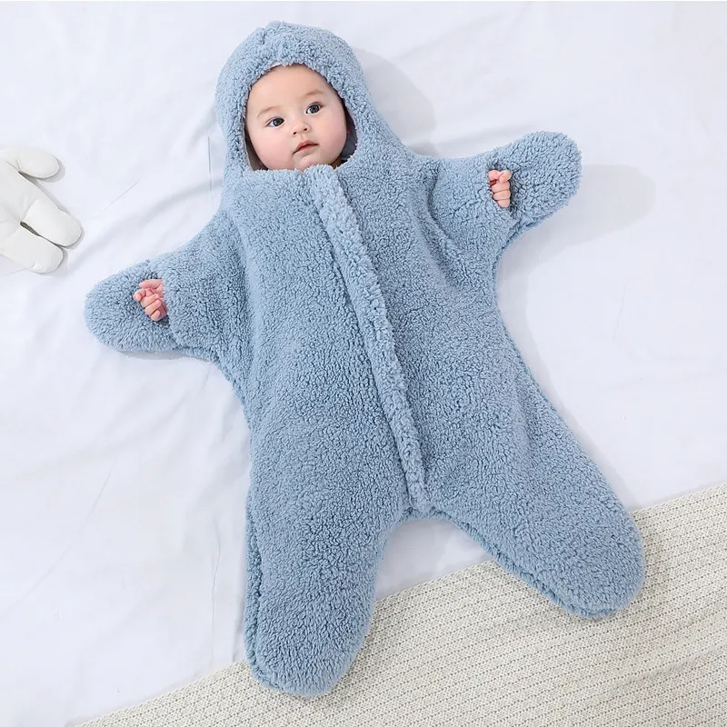 Thickened Baby Sheepskin Sleeping Bag With Cotton Lining And Faux Sheepskin Outer Layer