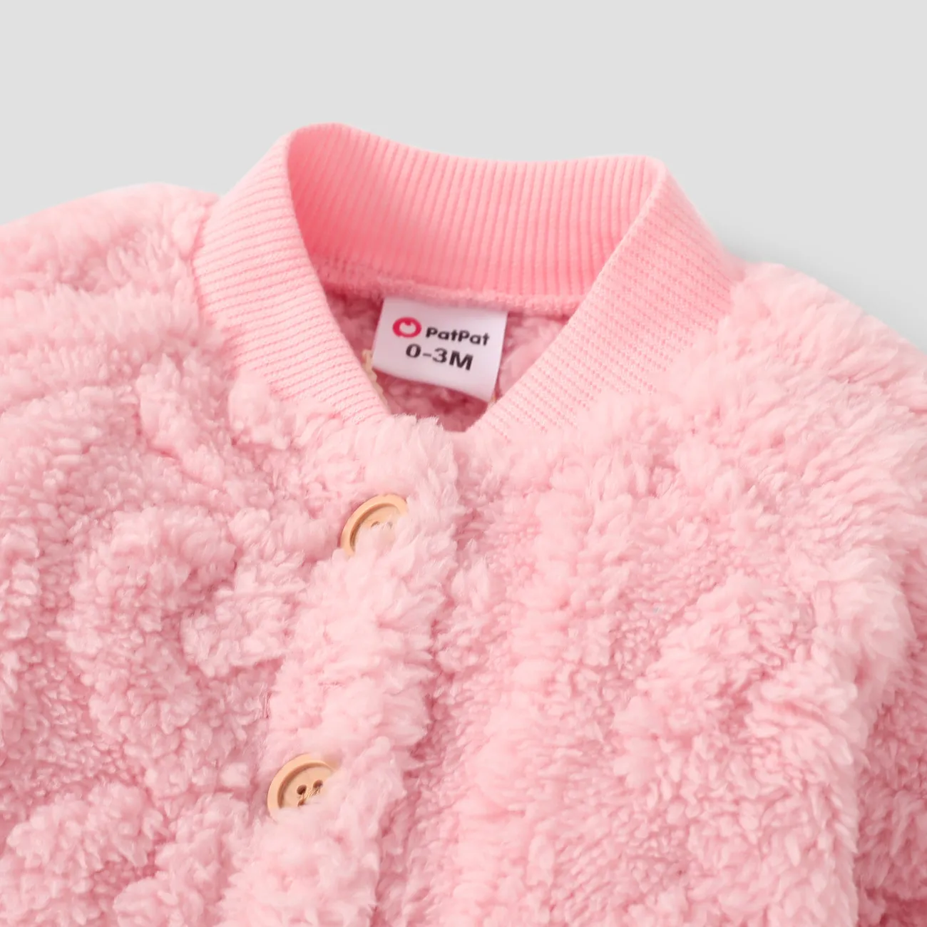 Baby Girl / Boy Button Design Basic Solid Color Jumpsuit  Rose big image 1