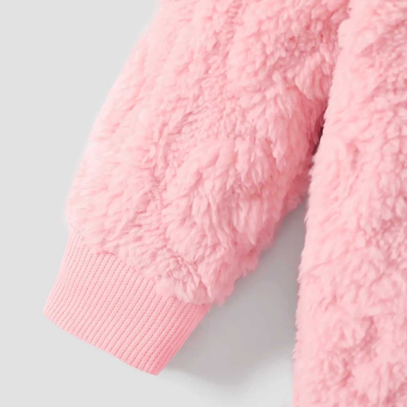 Baby Girl/Boy Button Design Basic Solid Color Jumpsuit  Pink big image 1