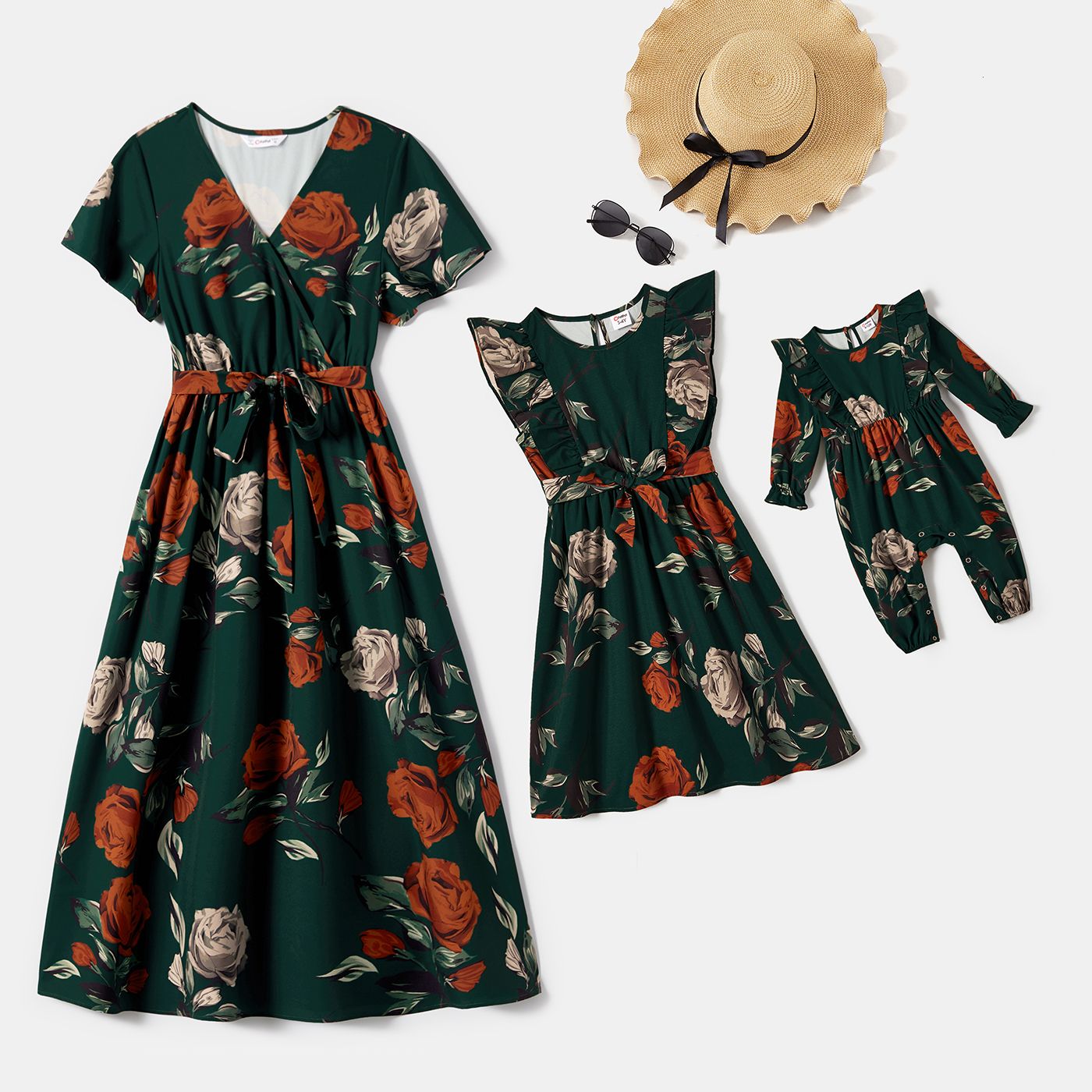 

Mommy and Me Allover Floral Print Belted Dresses