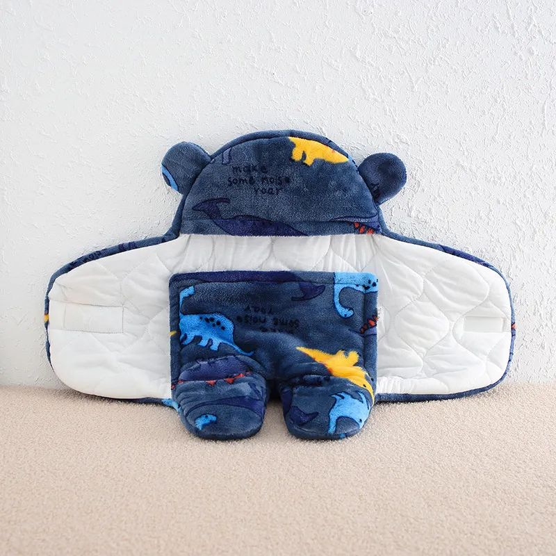 Dinosaur Animal Pattern Medium Thick Baby Sleeping Bag with Velcro for Newborn Boys Dark Blue image 3