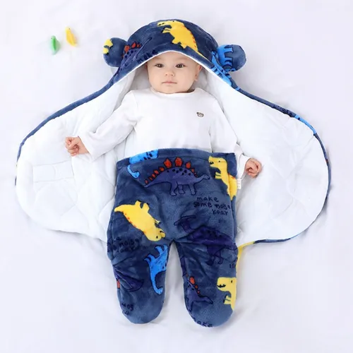 Dinosaur Animal Pattern Medium Thick Baby Sleeping Bag with Velcro for Newborn Boys