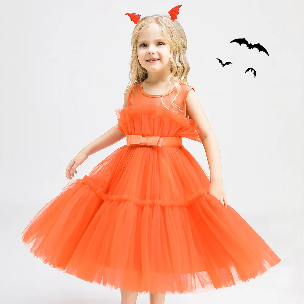  2PCS Baby/Toddler Girl Halloween Childlike Dress＆Hat Set