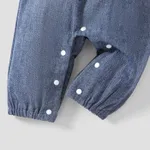 2pcs Baby Girl Sweet Bow Print Long Sleeve Denim Jumpsuit Set  image 5