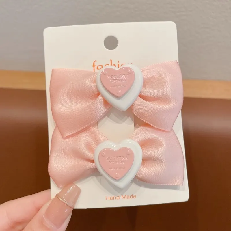 2-pack Kids/toddler Sweet Cream Bow Heart Hair Clip for Girl
