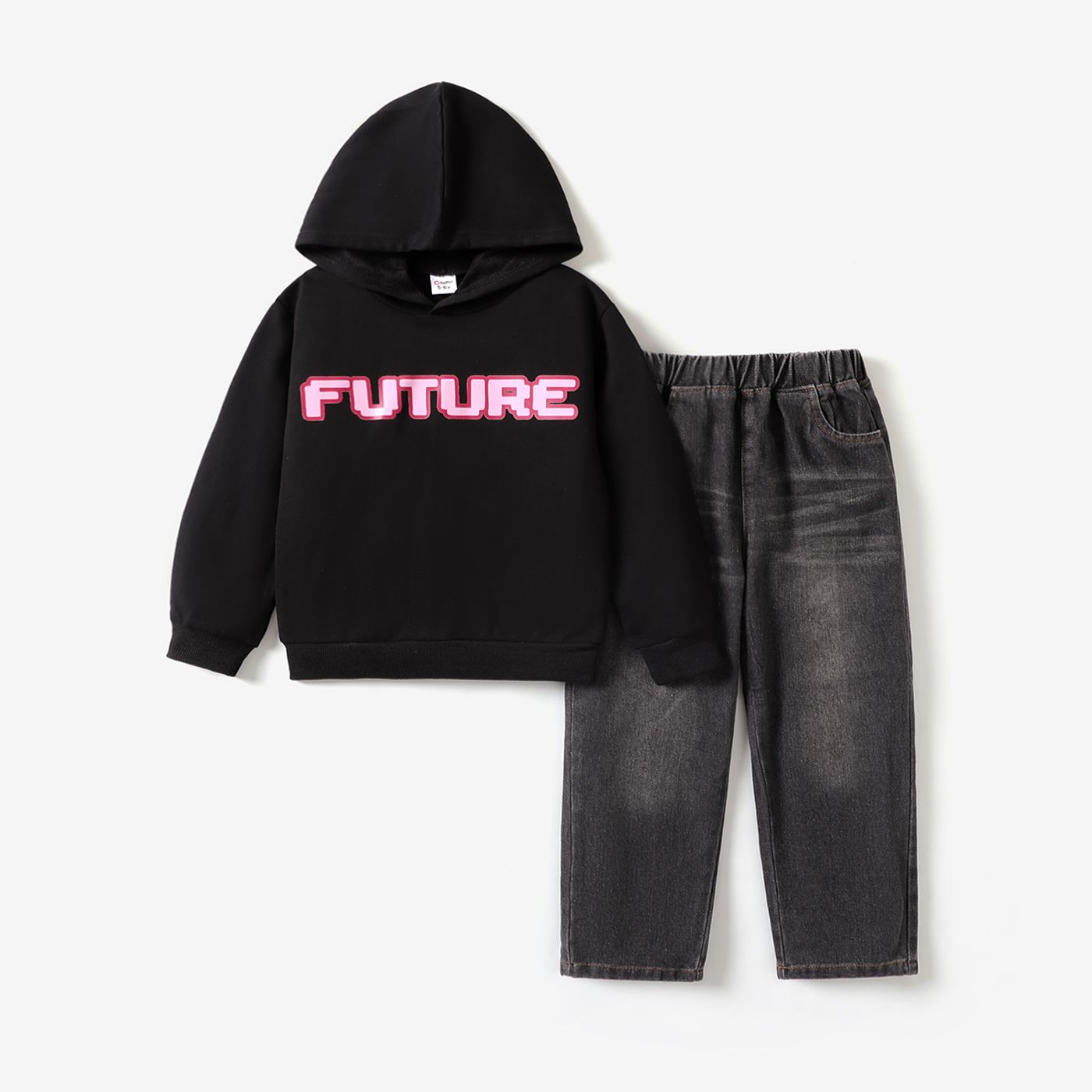2pcs Kid Boy Trendy Hooded  Avant-garde Set
