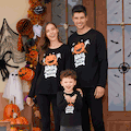 Family Matching Halloween Pumpkin and Glow In The Dark Letter Print Black Long-sleeve Sweatshirts  image 3