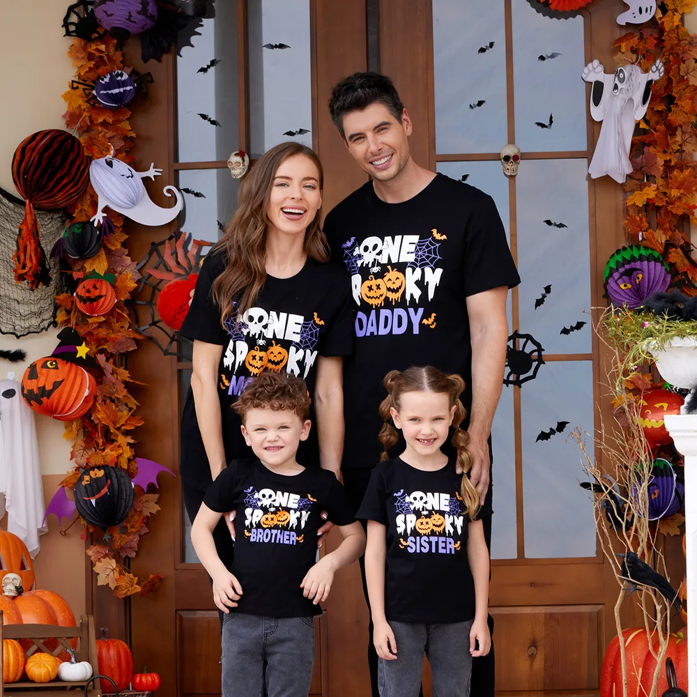 Halloween Family Matching Letter & Pumpkin Print Top big image 3