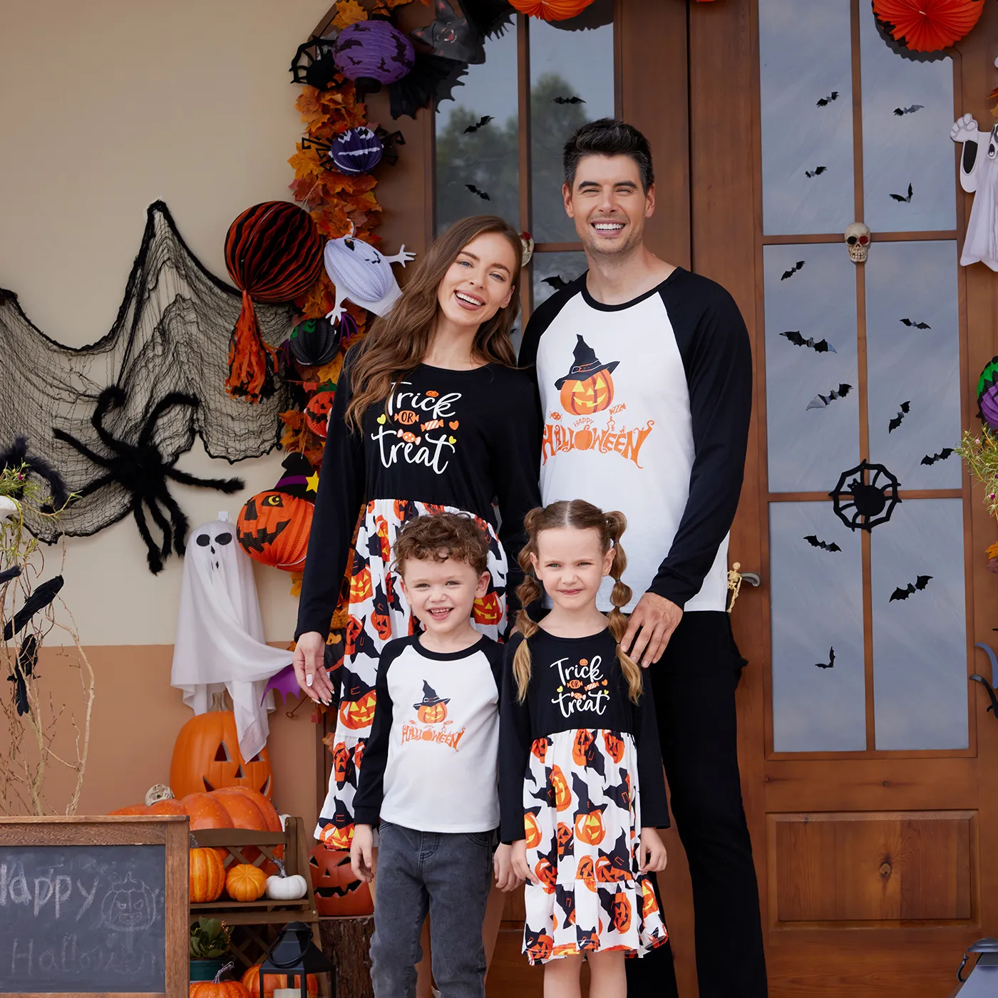 Dia das Bruxas Look de família Manga comprida Conjuntos de roupa para a família Conjuntos colorblock image 3