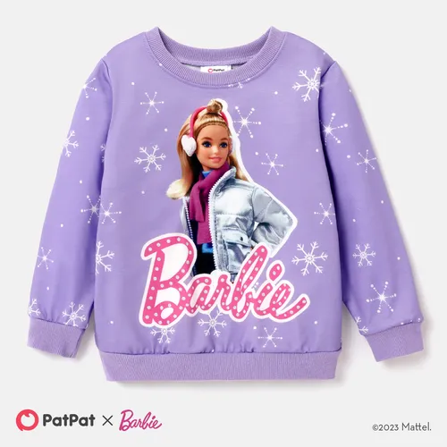 Barbie Toddler Girl Snowflake and Character Print Long-sleeve Sweatshrit
