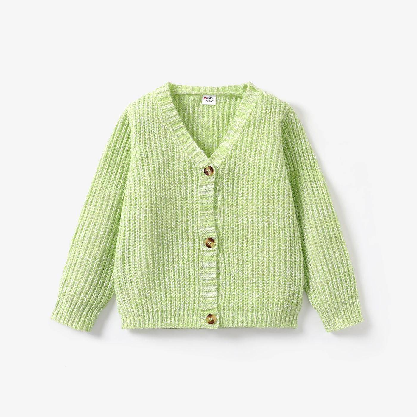 Toddler Girl Button Design Waffle Knit Sweater Cardigan